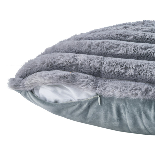 Plush Soft Vertical Strip Decoration Pillow with Pillow Core, Sofa Seat Cushion Cushion Pillow, Square Pillow Home Decoration Sofa Bedroom Pillow, Suitable for Home Bedroom Decoration, Grey, 18