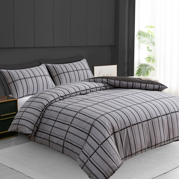 Luxury Reversible Duvet Cover Set with Matching Pillowcases – Single, Double, King & Super King Sizes – Soft Breathable Microfiber Bedding Set UK – Brick Pattern