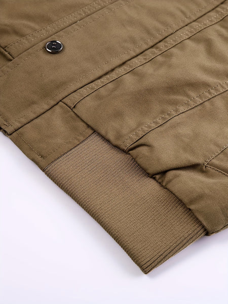 Men's Tactical Jacket with Multiple Pockets, Practical Workwear Style Coat
