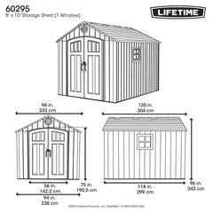 Lifetime 8Ft X 10Ft (2.4 X 3M) Wood Look Storage Shed - Model 60295U