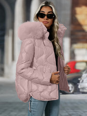 Women's Winter Jacket with Hood & Collar - Puffer Coat, Elegant Warm Outerwear for Cold Weather, Hand Washable Coats (No Belt/Hem Adjustments) - Casual to, Winter Coats For Women,