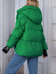Women's Winter Casual Warm Padded Coat with Fashionable Double Hood and Windproof Cuffs