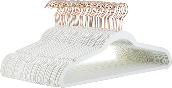 Amazon Basics Slim Velvet Non-Slip Suit Hangers - 30-Pack, Black/Silver