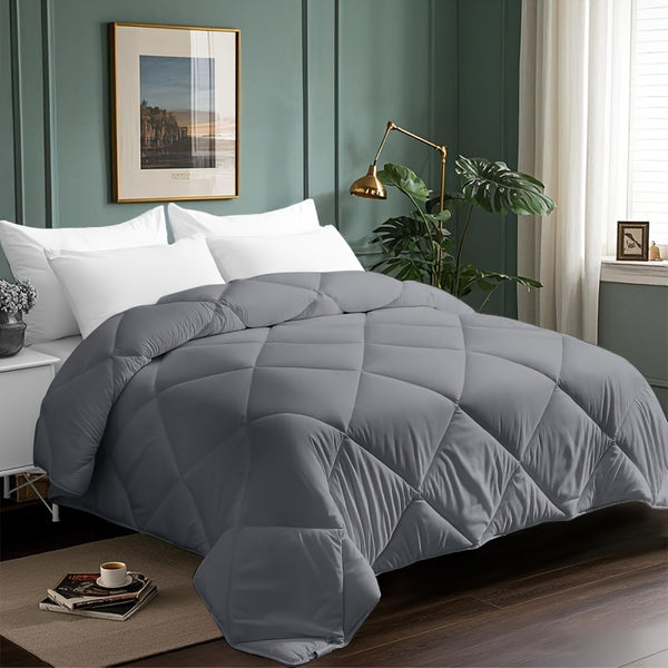 Tog 2.5 | 7.5 | 13.5 Grey All-Seasons Diamond Quilted Duvet Quilt Comforter | All-Seasons Breathable Lightweight Warm Bedding Comforte for Home Hotel
