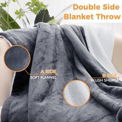 PROALLER Heated Blanket Electric Throw 160X130Cm, 10 Levels &1-9H Timer Auto-Off, Machine Washable, Soft Flannel Sherpa Full Body Warming, Sofa Bed Office Use, Heating Blanket -
