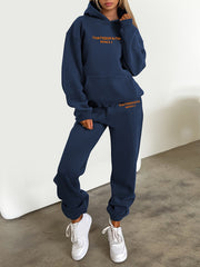 Fashionable Set of Sweatshirt And Long Pants with Letter Prints for Women