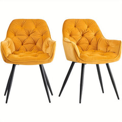 Dining Chairs with Velvet Thick Padded Upholstered Kitchen Tub Chair Armchair with Backrest Metal Legs Living Room Reception Leisure Chairs for Bedroom Lounge Office
