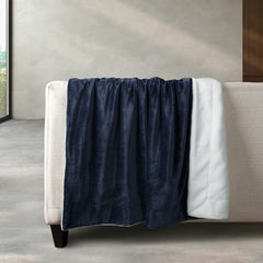 Life Comfort Ultimate Faux Fur Navy Throw, 152 X 177 Cm