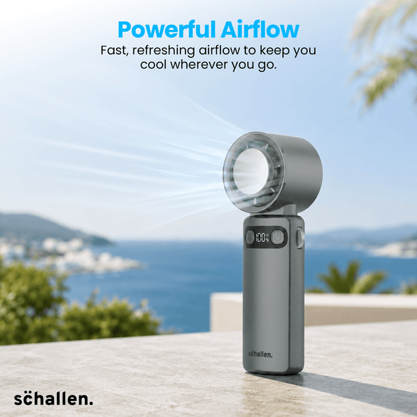 Schallen Handheld Fan Rechargeable with Cooling Pad, 100 Adjustable Speeds, Digital Display, 4000mAh Battery Up to 11 Hours, USB C Portable Fan for Travel, Office and Home