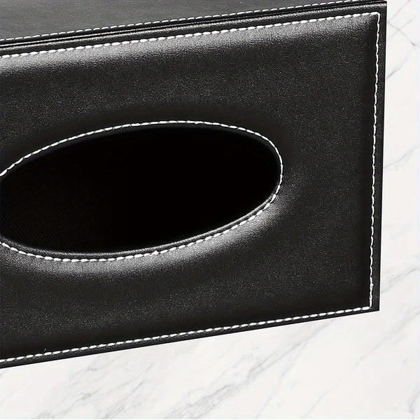 Multi-Functional Faux Leather Tissue & Storage Box with 4 Compartments, Includes Remote Control & Household Napkin Storage, Wipe-Clean in Seconds, Ideal for Living Room, Study & Café Countertops, Perfect for Home Supplies, Back to School & Festive Decorat