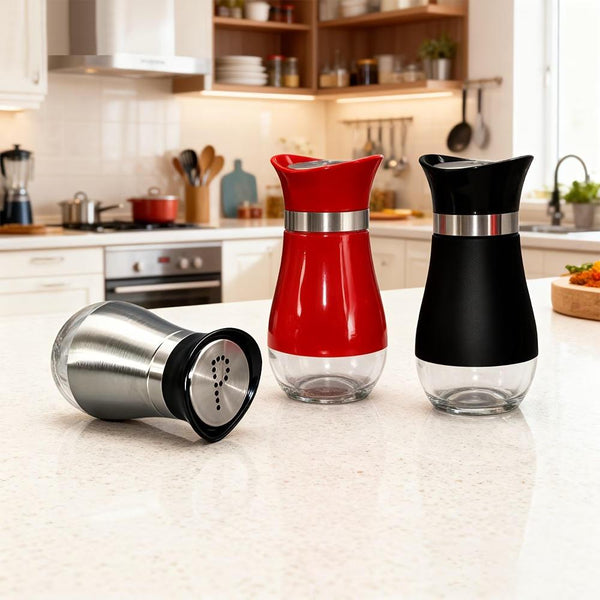 4pcs Set (2 Bottles + 2 Caps) of Adorable Glass Salt And Pepper Shakers. 4 Oz (Approx. 113.4G) Glass Salt And Pepper Shakers with Stainless Steel Caps, Suitable for Kitchen Dining Tables, Rvs, Camping, And Bbqs. Condiment Bottles, Salt And Pepper Shakers.