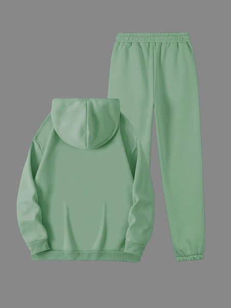 Women's Winter Casual -Lined Thickened Hooded Sweatshirt and Sweatpants Two-Piece Set