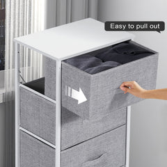 Modern Fabric 4-Drawer Dresser - Elegant Tall Tower Storage Solution With Ample Space, Featuring A Wooden Surface And Robust Metal Construction, Ideal For Contemporary Homes (Light Grey)
