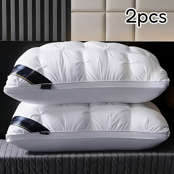 2pcs 3D Sleep Pillow, Hotel Style Same Design Non-Collapsing, Hypoallergenic, Soft, High Bounce, Zipper Closure, Machine Washable, for Adult, All Seasons Use, Multipurpose, Body Pillow Case, Comfortable Pillow for Sleeping