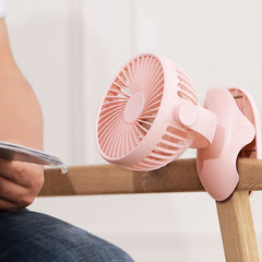 Mini USB Rechargeable Clip Fan, 4-Speed Quiet Fan, 360° Adjustable Fan, Pink Portable Fan, Removable & Cleanable, Clip-On Design Fan, 19.5x13x13cm