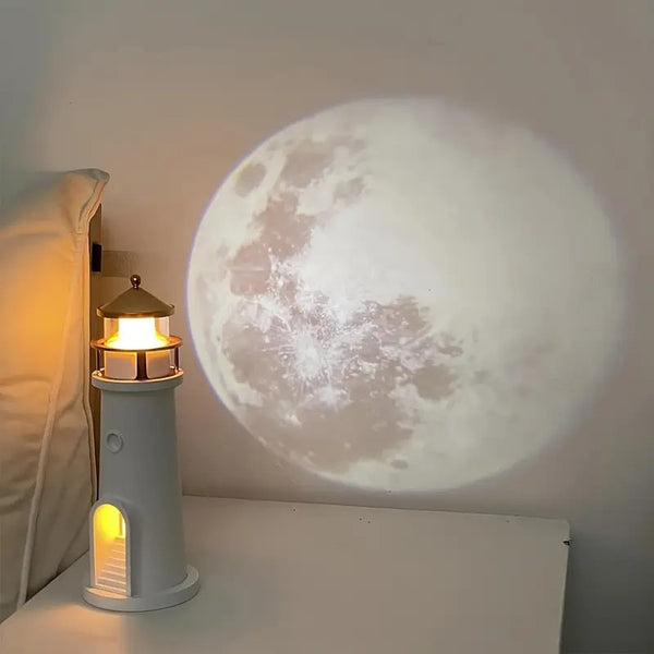 Lighthouse Lamp with Moonlight Projection, Remote-Controlled, Perfect for Bedrooms, Living Rooms, And Study Areas, Also Makes a Great Gift
