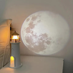 Lighthouse Lamp with Moonlight Projection, Remote-Controlled, Perfect for Bedrooms, Living Rooms, And Study Areas, Also Makes a Great Gift