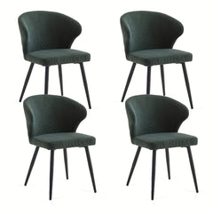 Set of 2 or 4 Corduroy Upholstered Dining Chairs - Modern Padded Seats with Black Metal Legs, Scandinavian Rustic Chairs Suitable for Kitchen, Restaurant, Cafe - - Fabric &