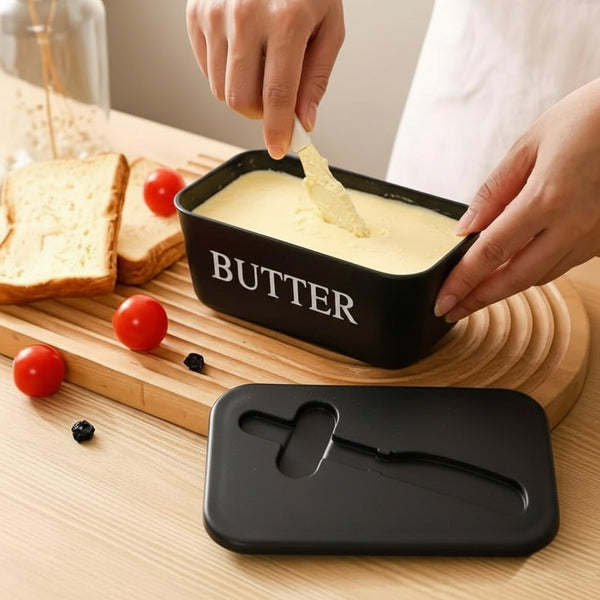 Butter Box Set with Professional Stainless Steel Spreader | Food & Snack Storage Container, Fridge Organizer Box - Ideal for Butter & Kitchen Use