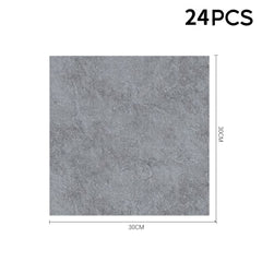 24 Pcs Self-Adhesive Grey Marble Floor Tiles Sticker Non-slip Textured Grip Vinyl Flooring Tiles Stick On Wall Floor Kitchen Bathroom Living Room Bedroom Decor, 30cm*30cm/12*12in