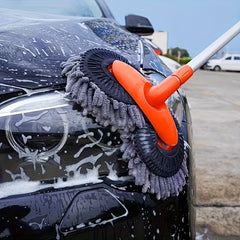 [Car Wash Brush] Adjustable Long-Handled Car Cleaning Brush, Chenille Microfiber Car Wash Tools - Heavy-Duty Multi-Surface Car Wash Mop, Truck, SUV, RV, Home & Vehicle Detailing, Soft Bristle-Free Duster for Hard-to- Areas