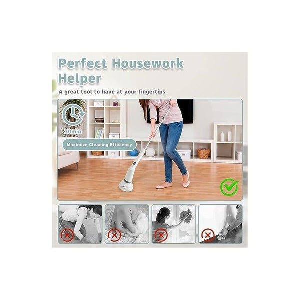 Electric Cleaning Brush, Cordless Spin Scrubber With 6 Interchangeable Brush Heads, Adjustable Telescopic Rods 35-116 Cm, 2 Rotation Speeds, For Bathroom, Kitchen, Tiles, Floor