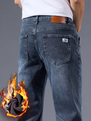 092+1# New Winter Style -Lined Thickened Simple and Stylish Slightly Stretchy Jeans