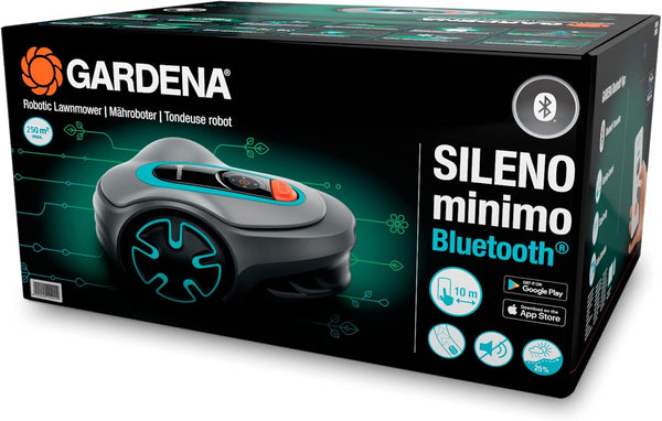 Gardena Robotic Mower SILENO Minimo 250 M²: Intelligent Lawn Mower with Excellent Connectivity, Programmable with the Gardena Bluetooth® App, Version with UK Plug(15201-28)