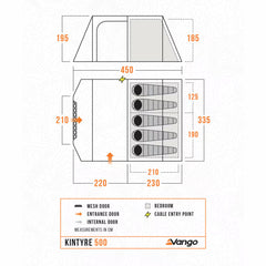 Vango Kintyre 500 Tunnel Tent, 5 Person