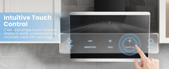 Midea COMFEE' 60cm Angled Cooker Hood Energy Class A++ - Tempered Glass Extractor Hood with Touch Screen, LED Lights, Recirculating & Ducting System, Wall-Mounted Black Kitchen Fan, A Must-Have for Every Home Kitchen
