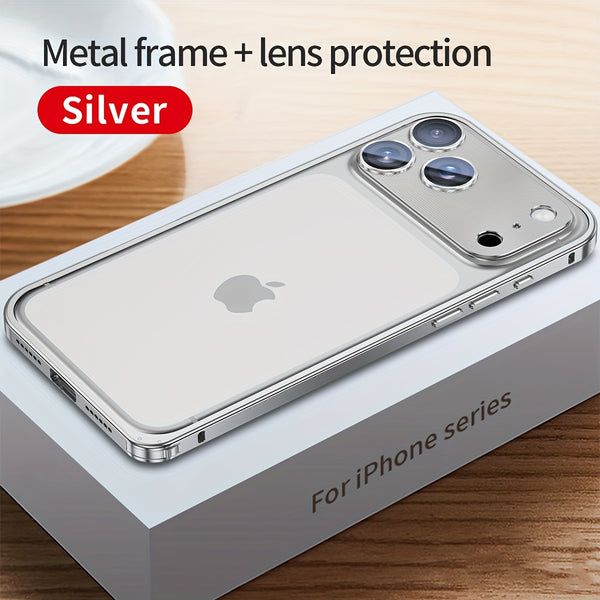 Phone Case - Metal Frame Bumper with Metal Lens Cover Elastic Strap Detachable Phone Case for Apple Iphone 17 Pro Max Durable Protective Cover