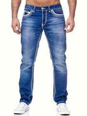 Men's Thick-thread Washed Denim Jeans