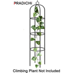 Steel Garden Obelisk Plant Support Trellis 1.9m | Black Weather-Resistant Metal Cylindrical Frame for Climbing Plants (Plant Not Included)