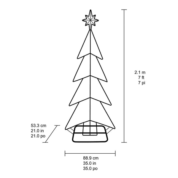 7ft (2.1m) String Lighted Tree with 2000 Warm White LED Lights