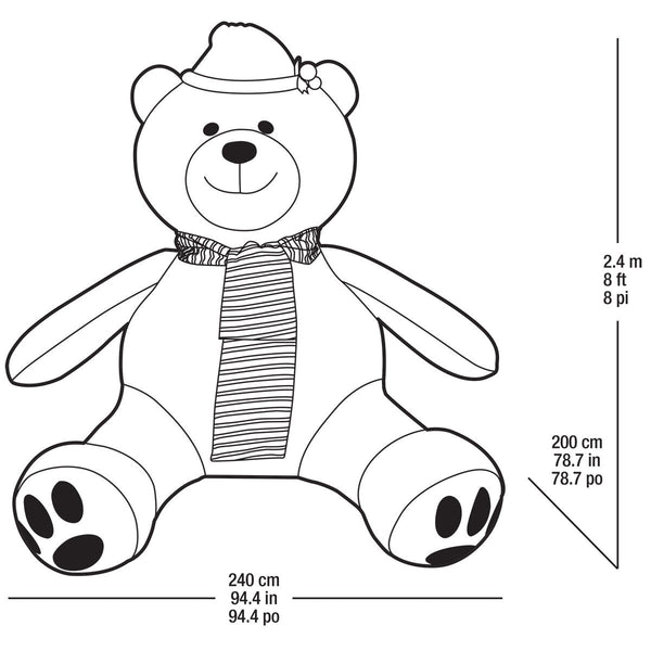 8ft (2.4m) Inflatable Teddy Bear with 192 LED Lights