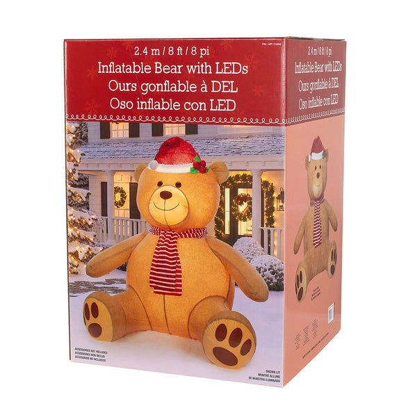 8ft (2.4m) Inflatable Teddy Bear with 192 LED Lights