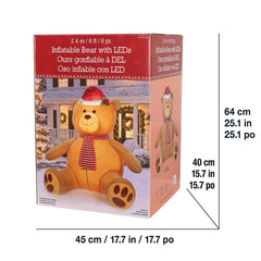 8ft (2.4m) Inflatable Teddy Bear with 192 LED Lights