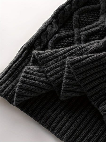 2025 Winter American Stand-Up Collar Half-Zip Knit Aran Sweater Mr. Pony Knitwear Pullover Card