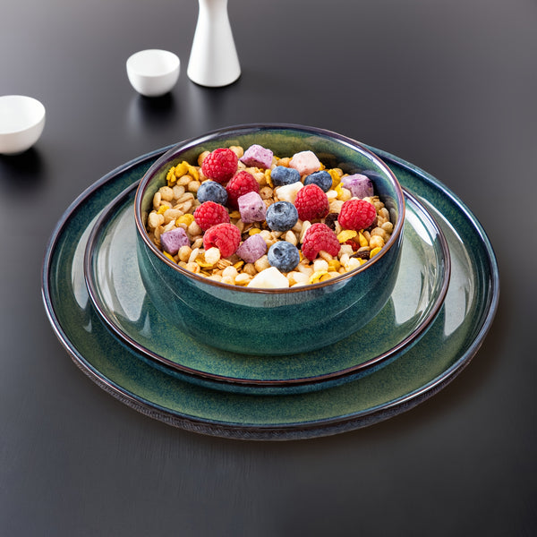 12pcs Reactive Glaze Dinnerware Set With Dinner Plate, Dessert Plate, And Cereal Bowl, Service For 4