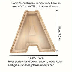 1 unique wooden letter jar - 26 creative A-Z letter storage containers, transparent design, birthday gift idea, home decoration, best friend gift, and functional holiday present.