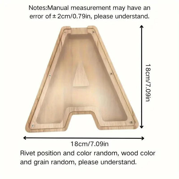 1 unique wooden letter jar - 26 creative A-Z letter storage containers, transparent design, birthday gift idea, home decoration, best friend gift, and functional holiday present.