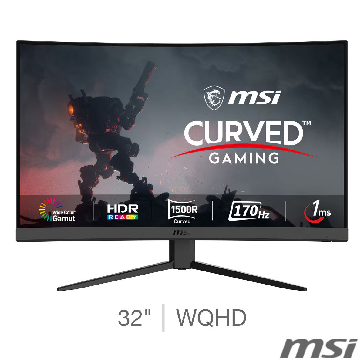 MSI G32CQ4 E2 32 Inch WQHD 170Hz VA Curved Gaming Monitor, 9S6-3DB51T-035