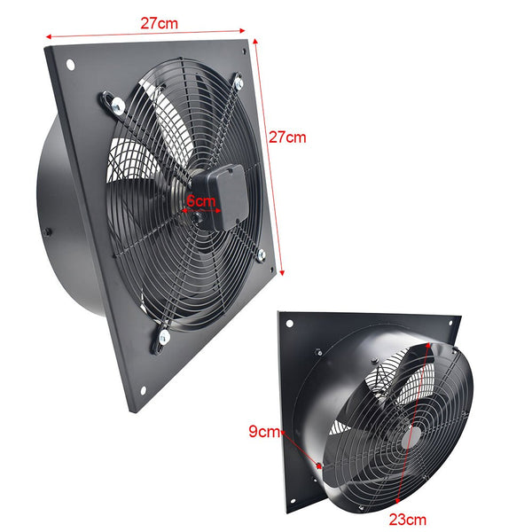 1pc 200mm Kitchen Exhaust Fan 780m³/h Stainless Steel Ventilation Fan with Low Noise Extractor with Backdraft Damper for Home Bathroom Garage, Black