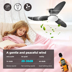 Modern Ceiling Fan Light with Remote Control - Dimmable Fixture, 6-Speed Adjustable Fan & 3-Tier Color Temperature (3000K/4500K/6500K), Timer, Suitable for, Semi-Recessed Installation, Bohemian Style Ceiling Light with Fan