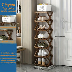 1pc Free Installation Retractable Shoe Rack, Foldable 3-9 Layer Shoe Rack, Small Narrow Doorway Home, Multi-layer Simple Shoe Cabinet