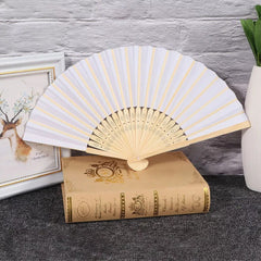 10X White Paper Fan Folding Hand Fans Handheld Fan for Wedding Dancing