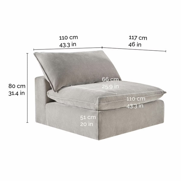 Aiden & Ivy Sereen Beige Fabric Armless Chair