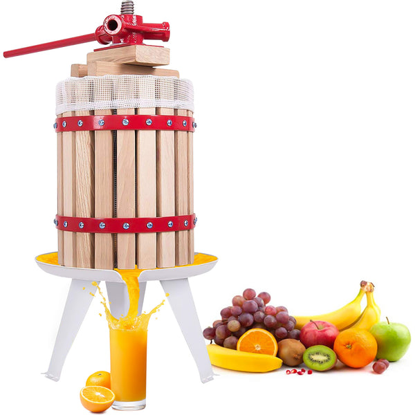 Fruit Press with Straining Bag & Steel Legs - Cider Making Kit - Manual Juice Maker for Apple Press, Grapes, Berries, Cider Press and Wine Juice Press