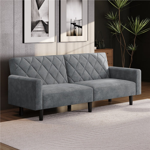 Costoffs 3-in-1 Velvet Convertible Futon Sofa Bed Upholstered Futon Couch with Diamond Tufted Design