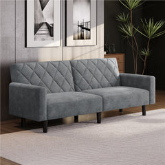 Costoffs 3-in-1 Velvet Convertible Futon Sofa Bed Upholstered Futon Couch with Diamond Tufted Design